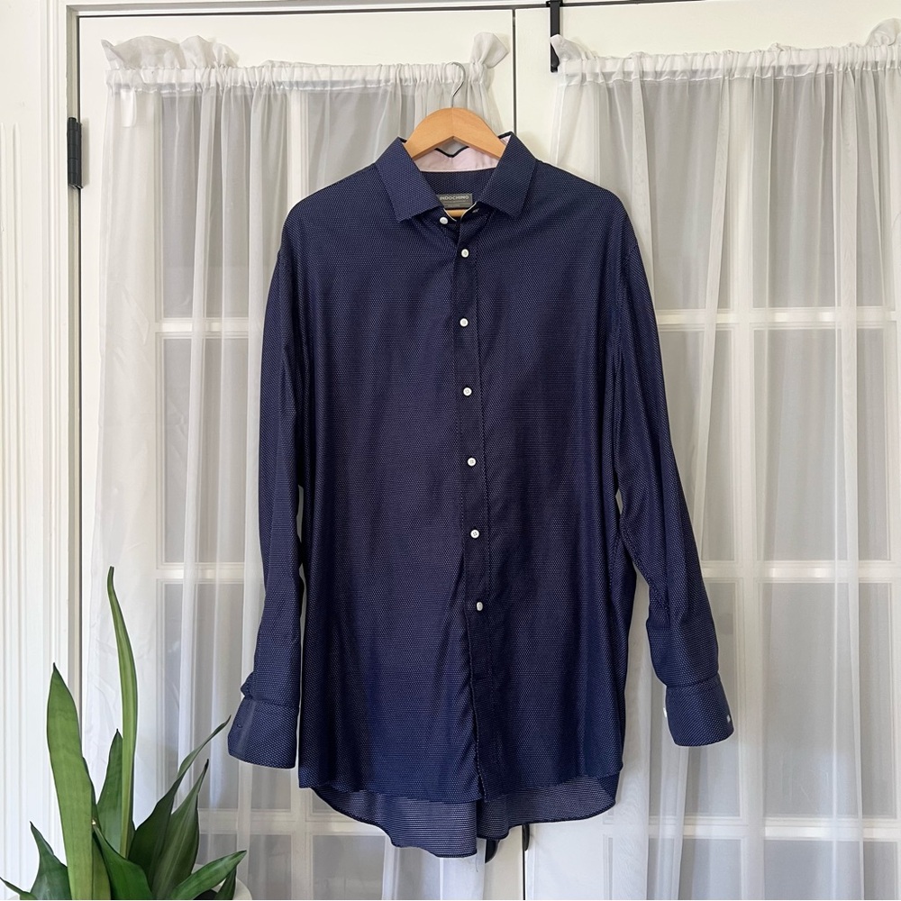 Indochino Navy Dot Custom Fit Shirt